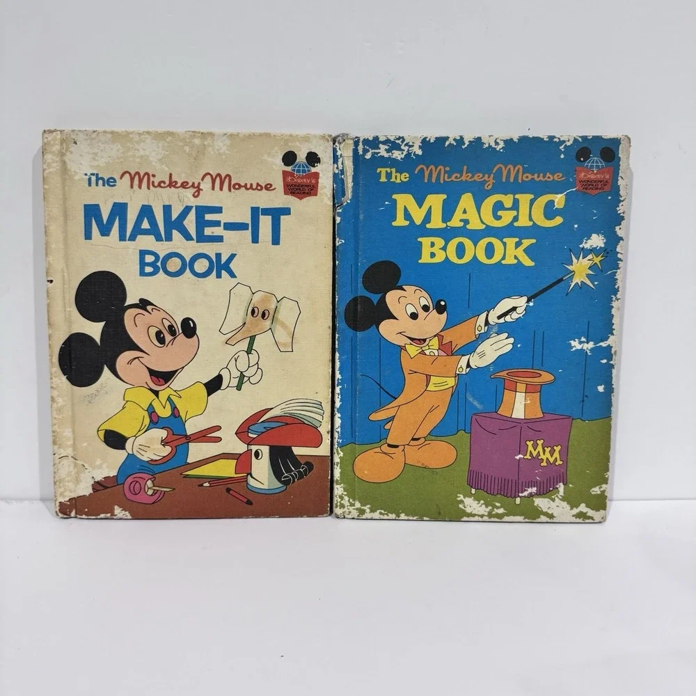 Vintage 1974 Disney's The Mickey Mouse Make-It & Magic Books‎ HC